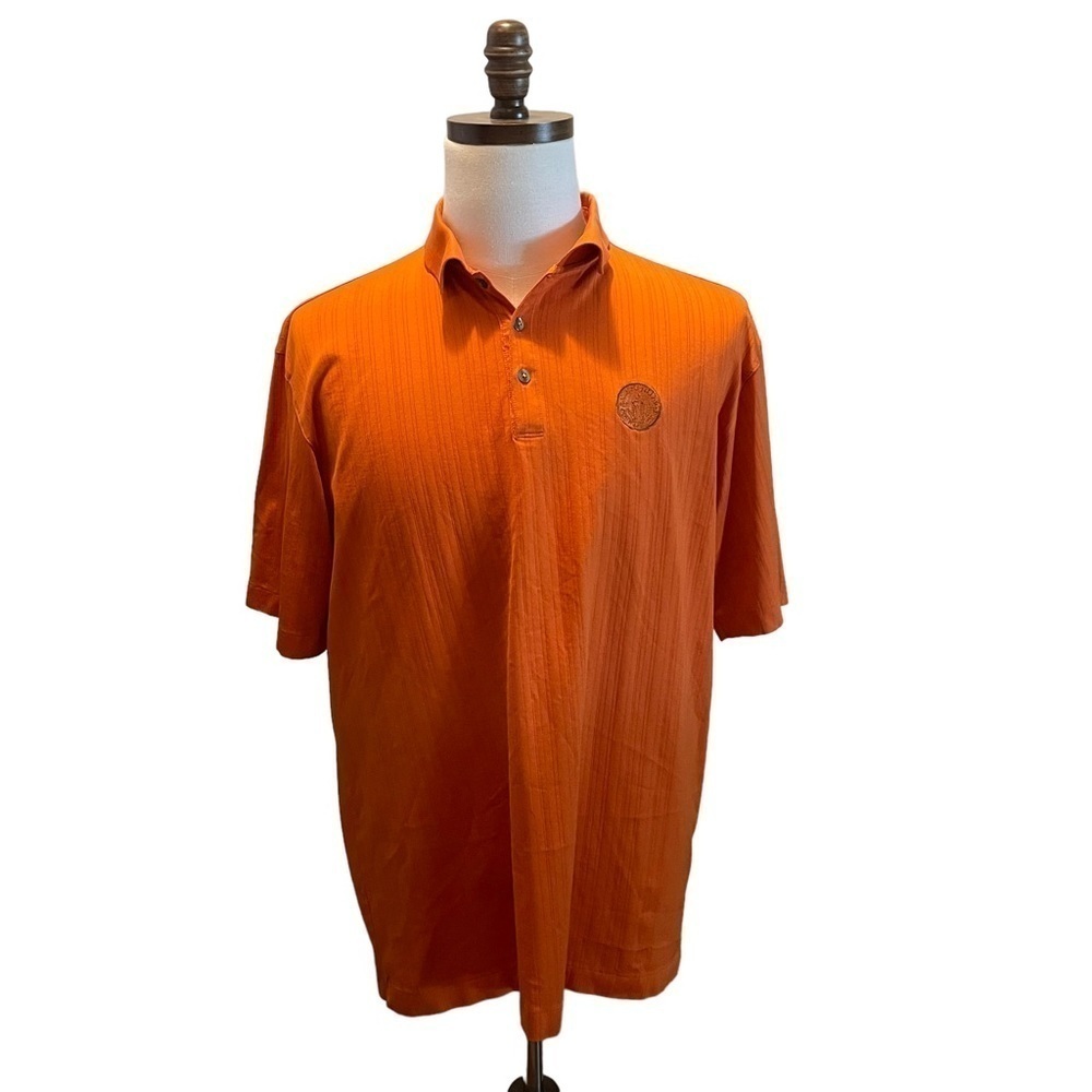 NIKE DRI FIT Golf Polo Shirt Orange Size Large Tiger Woods Olympia Fields Logo